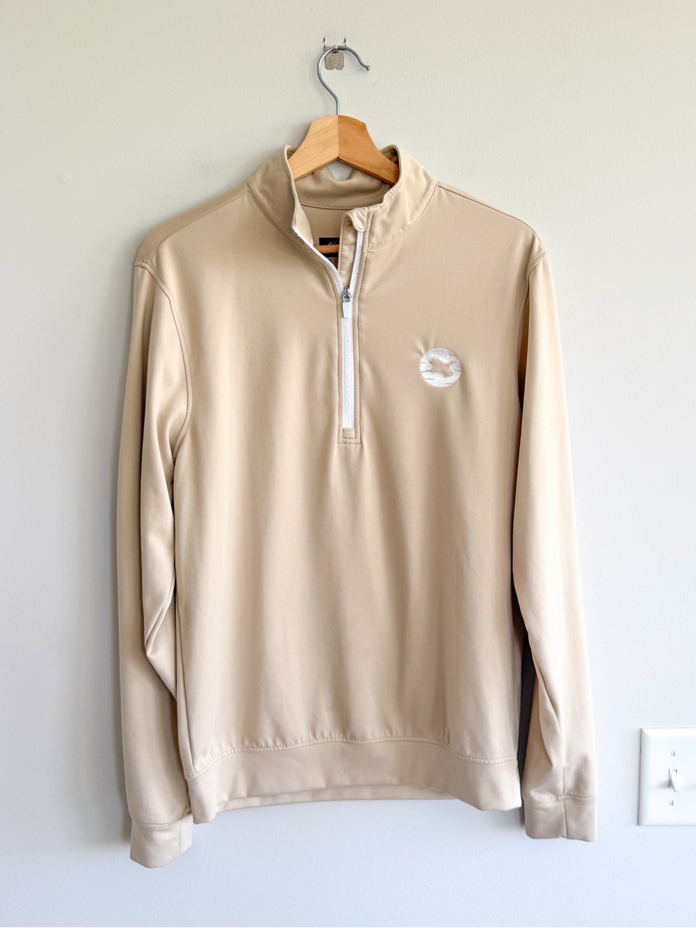 Waggle 1/2 Zip Mock Neck Long Sleeve Pullover Sweatshirt Cream S